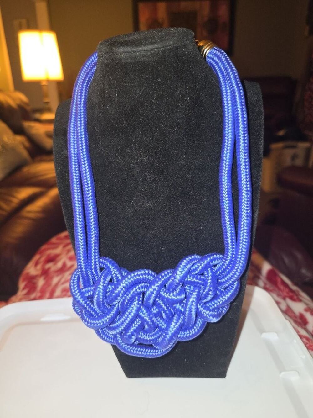 Vintage 16-Inch Blue Rope Knot Necklace